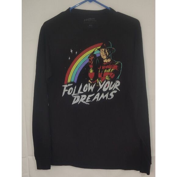 Freddy Krueger Follow Your Dreams long Sleeve T-Shirt Medium Black Nightmare Elm - Picture 2 of 6